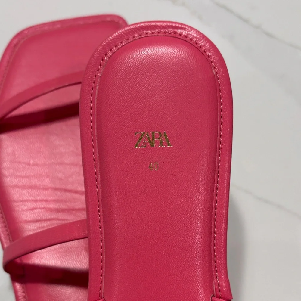 Zara Pink Minimal Double-Strap Slide Sandals - Picture 7 of 10